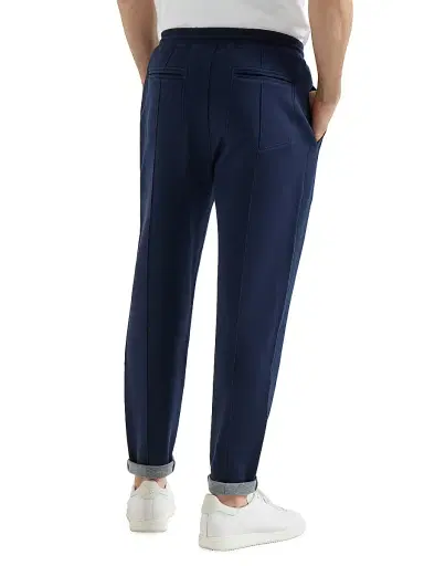 Brunello Cucinelli Men's Cotton, Cashmere and Silk French Terry Double Cloth Trousers - Cobalt | Thumbnail 4