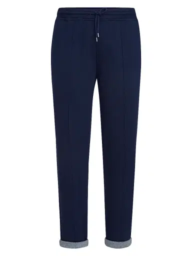 Brunello Cucinelli Men's Cotton, Cashmere and Silk French Terry Double Cloth Trousers - Cobalt | Thumbnail 1