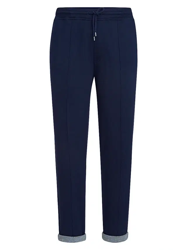 Brunello Cucinelli Men's Cotton, Cashmere and Silk French Terry Double Cloth Trousers - Cobalt