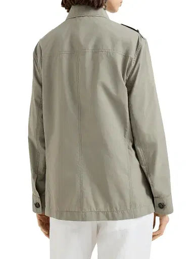Brunello Cucinelli Women's Lightweight Techno Cotton Poplin Outerwear Jacket with Monili - Khaki - Size 0 | Thumbnail 3 Brunello Cucinelli Women's Lightweight Techno Cotton Poplin Outerwear Jacket with Monili - Khaki - Size 0 | Thumbnail 3