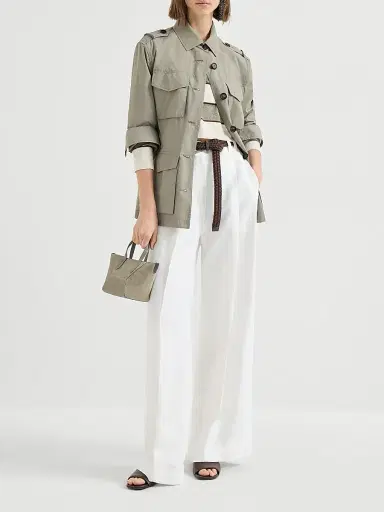 Brunello Cucinelli Women's Lightweight Techno Cotton Poplin Outerwear Jacket with Monili | Thumbnail 6 Brunello Cucinelli Women's Lightweight Techno Cotton Poplin Outerwear Jacket with Monili | Thumbnail 6