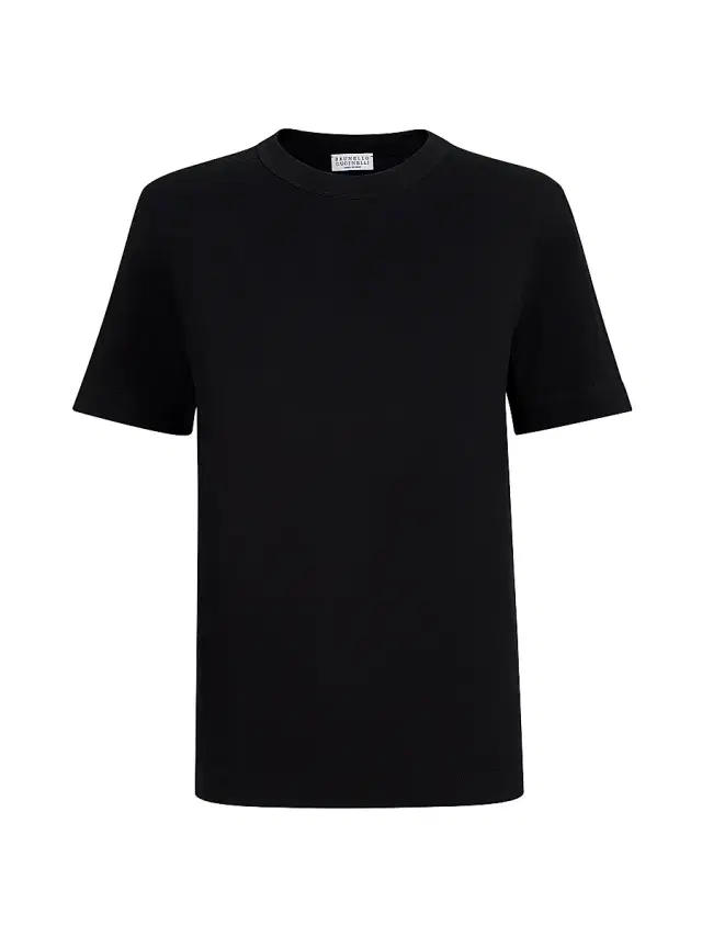 Women's Cotton Jersey T-Shirt with Monili - Black