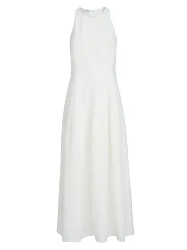 Brunello Cucinelli Women's Viscose and Linen Fluid Twill Dress - White | Thumbnail 1 Brunello Cucinelli Women's Viscose and Linen Fluid Twill Dress - White | Thumbnail 1