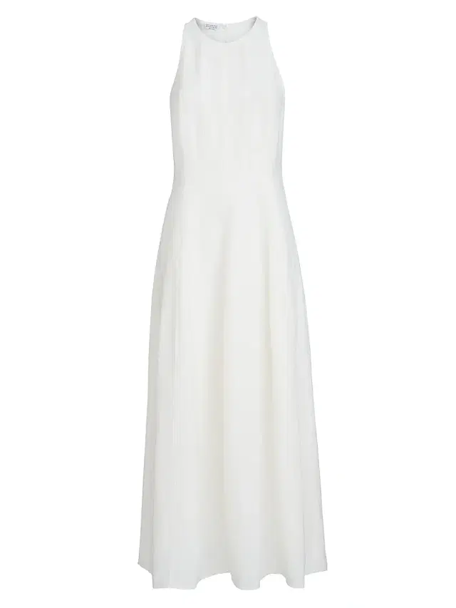 Brunello Cucinelli Women's Viscose and Linen Fluid Twill Dress - White