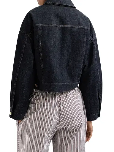 Brunello Cucinelli Women's No Fade Denim Outerwear Jacket with Monili - Denim - Size 14 | Thumbnail 3 Brunello Cucinelli Women's No Fade Denim Outerwear Jacket with Monili - Denim - Size 14 | Thumbnail 3