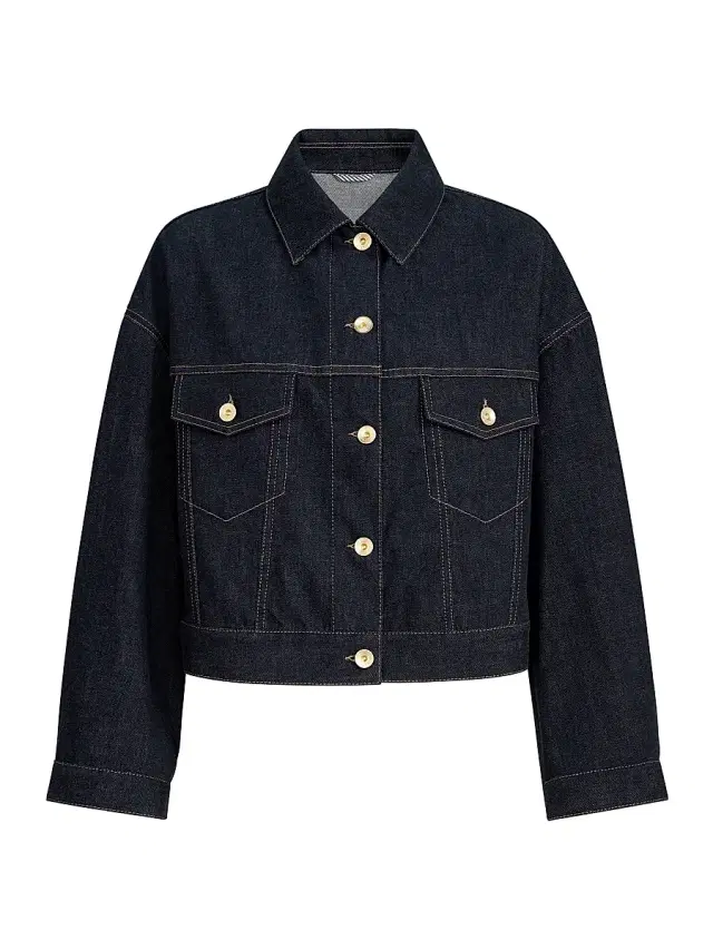 Brunello Cucinelli Women's No Fade Denim Outerwear Jacket with Monili - Denim