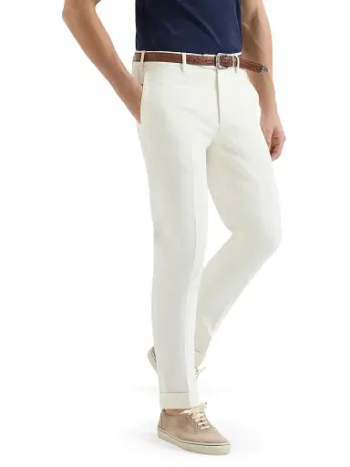 Brunello Cucinelli Men's Cotton and Virgin Wool Gabardine Italian Fit Trousers - Panama - Size 32 | Thumbnail 2