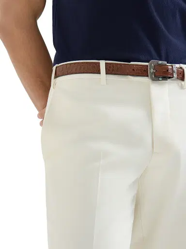Brunello Cucinelli Men's Cotton and Virgin Wool Gabardine Italian Fit Trousers - Panama - Size 32 | Thumbnail 4
