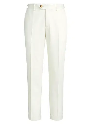 Brunello Cucinelli Men's Cotton and Virgin Wool Gabardine Italian Fit Trousers - Panama - Size 32 | Thumbnail 1