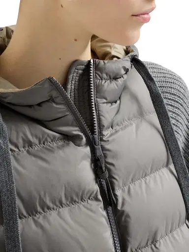 Brunello Cucinelli Women's Nylon Hooded Down Jacket with Monili - Grey | Thumbnail 5