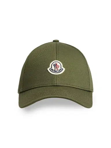 Moncler Men's Baseball Hat in Cotton Gabardine - Olive Green | Thumbnail 1 Moncler Men's Baseball Hat in Cotton Gabardine - Olive Green | Thumbnail 1