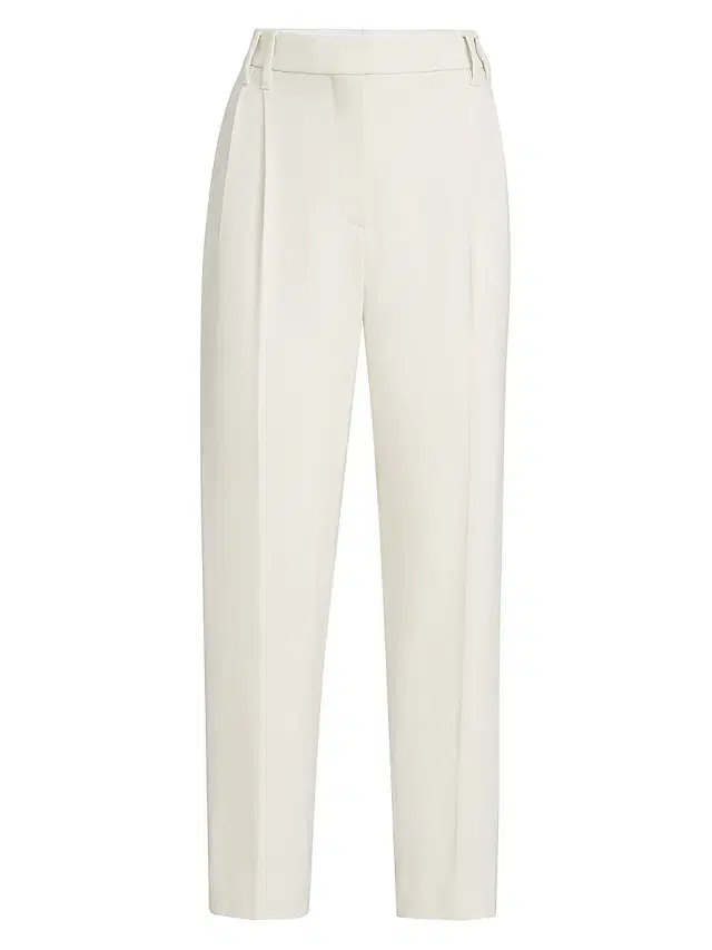 Women's Comfort Viscose Couture Twill Slouchy Trousers with Monili - Milk