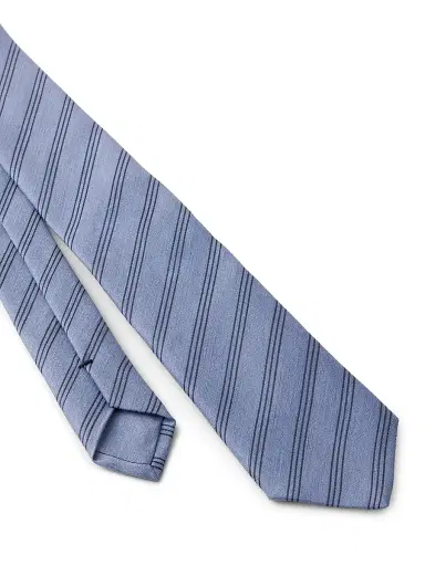 Prada Men's Linen Blend Tie - Blue | Thumbnail 3