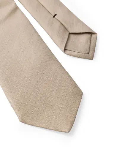 Prada Men's Silk and Linen Tie - Beige Khaki | Thumbnail 3