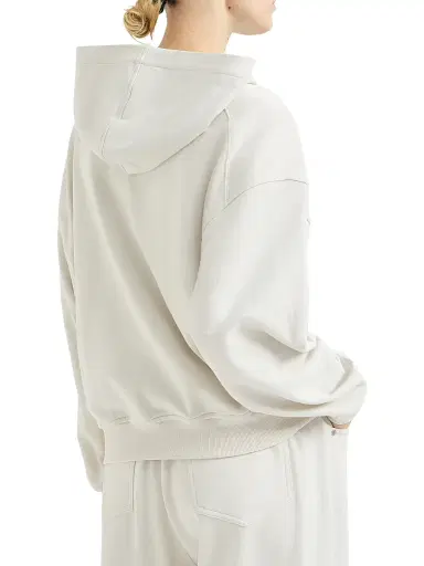 Brunello Cucinelli Women's Hooded Sweatshirt with Shiny Zipper Pull | Thumbnail 3 Brunello Cucinelli Women's Hooded Sweatshirt with Shiny Zipper Pull | Thumbnail 3
