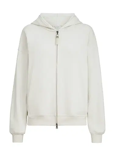 Brunello Cucinelli Women's Hooded Sweatshirt with Shiny Zipper Pull | Thumbnail 1 Brunello Cucinelli Women's Hooded Sweatshirt with Shiny Zipper Pull | Thumbnail 1