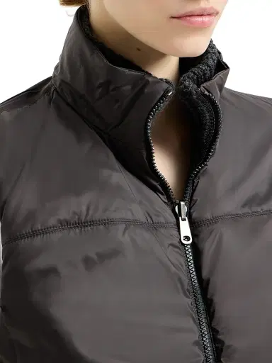 Brunello Cucinelli Women's Cashmere Feather Yarn Reversible Knit Down Vest with Monili - Lignite | Thumbnail 4