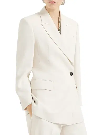 Brunello Cucinelli Women's Comfort Viscose Couture Twill Blazer with Monili - Milk | Thumbnail 2 Brunello Cucinelli Women's Comfort Viscose Couture Twill Blazer with Monili - Milk | Thumbnail 2