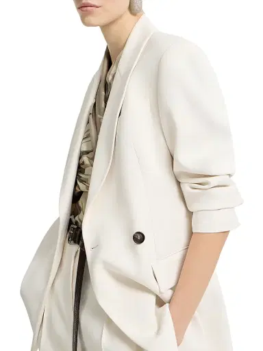 Brunello Cucinelli Women's Comfort Viscose Couture Twill Blazer with Monili - Milk | Thumbnail 4 Brunello Cucinelli Women's Comfort Viscose Couture Twill Blazer with Monili - Milk | Thumbnail 4