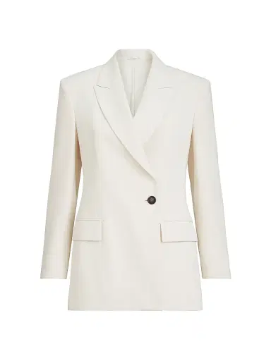 Brunello Cucinelli Women's Comfort Viscose Couture Twill Blazer with Monili - Milk | Thumbnail 1 Brunello Cucinelli Women's Comfort Viscose Couture Twill Blazer with Monili - Milk | Thumbnail 1