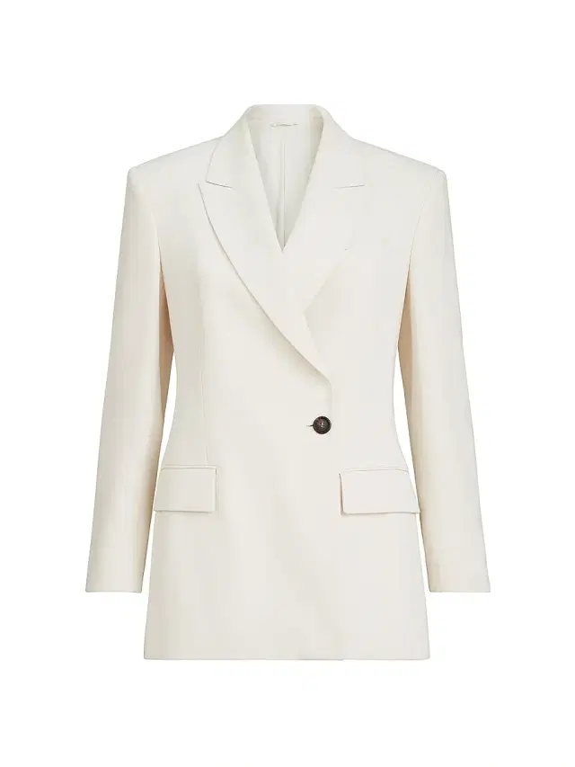 Brunello Cucinelli Women's Comfort Viscose Couture Twill Blazer with Monili - Milk