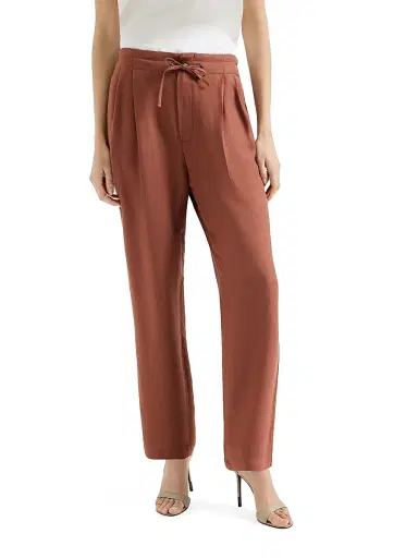 Brunello Cucinelli Women's Viscose and Linen Fluid Twill Tailored Track Trousers - Red - Size 6 | Thumbnail 2