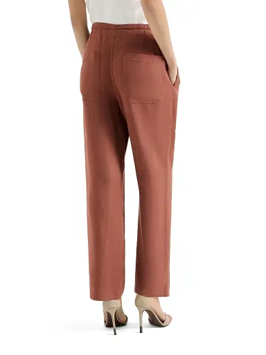 Brunello Cucinelli Women's Viscose and Linen Fluid Twill Tailored Track Trousers - Red - Size 6 | Thumbnail 3