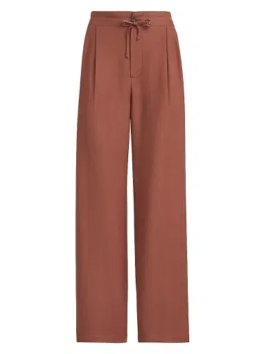 Brunello Cucinelli Women's Viscose and Linen Fluid Twill Tailored Track Trousers - Red - Size 6 | Thumbnail 1