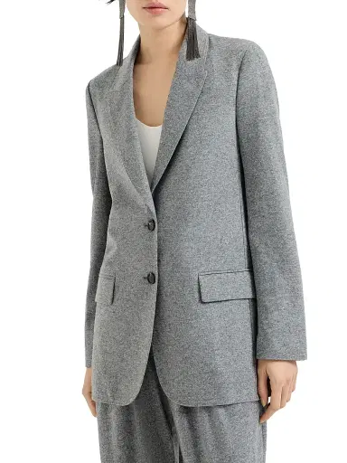 Brunello Cucinelli Women's Cashmere Jersey Deconstructed Blazer with Monili - Grey | Thumbnail 2 Brunello Cucinelli Women's Cashmere Jersey Deconstructed Blazer with Monili - Grey | Thumbnail 2
