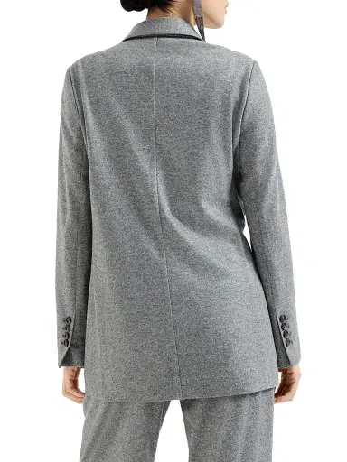 Brunello Cucinelli Women's Cashmere Jersey Deconstructed Blazer with Monili - Grey | Thumbnail 3 Brunello Cucinelli Women's Cashmere Jersey Deconstructed Blazer with Monili - Grey | Thumbnail 3
