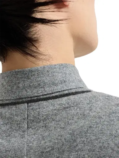 Brunello Cucinelli Women's Cashmere Jersey Deconstructed Blazer with Monili - Grey | Thumbnail 5 Brunello Cucinelli Women's Cashmere Jersey Deconstructed Blazer with Monili - Grey | Thumbnail 5