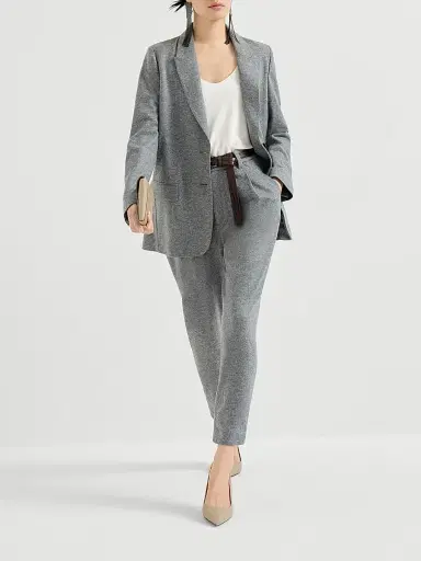Brunello Cucinelli Women's Cashmere Jersey Deconstructed Blazer with Monili - Grey | Thumbnail 6 Brunello Cucinelli Women's Cashmere Jersey Deconstructed Blazer with Monili - Grey | Thumbnail 6