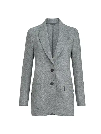 Brunello Cucinelli Women's Cashmere Jersey Deconstructed Blazer with Monili - Grey | Thumbnail 1 Brunello Cucinelli Women's Cashmere Jersey Deconstructed Blazer with Monili - Grey | Thumbnail 1