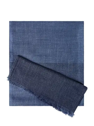 Brunello Cucinelli Men's Silk and Linen Chevron Scarf with Stripes | Thumbnail 2 Brunello Cucinelli Men's Silk and Linen Chevron Scarf with Stripes | Thumbnail 2