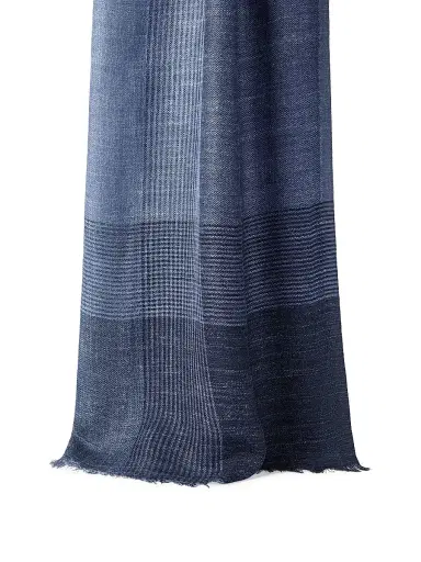 Brunello Cucinelli Men's Silk and Linen Chevron Scarf with Stripes | Thumbnail 1 Brunello Cucinelli Men's Silk and Linen Chevron Scarf with Stripes | Thumbnail 1