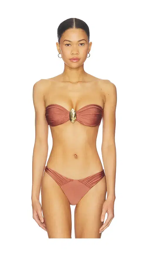x Camila Coelho Golden Lune Seashell Bandeau Bikini Top