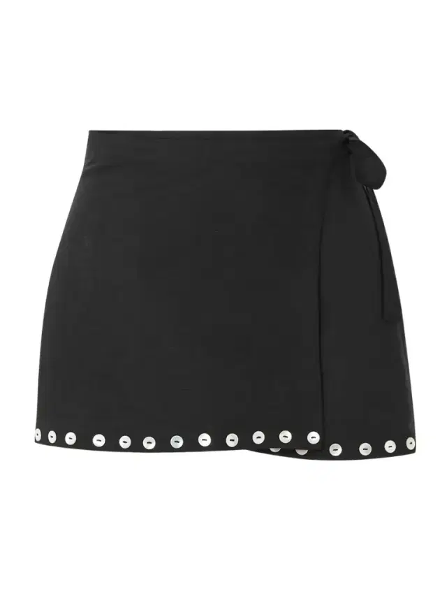 Zandra Button-detailed Linen-blend Mini Wrap Skirt