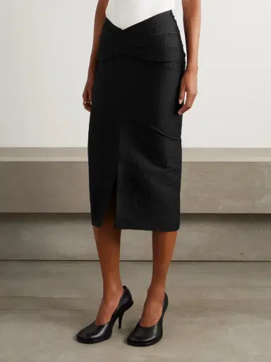 Lanvin Draped Satin-jacquard Midi Skirt | Thumbnail 3 Lanvin Draped Satin-jacquard Midi Skirt | Thumbnail 3