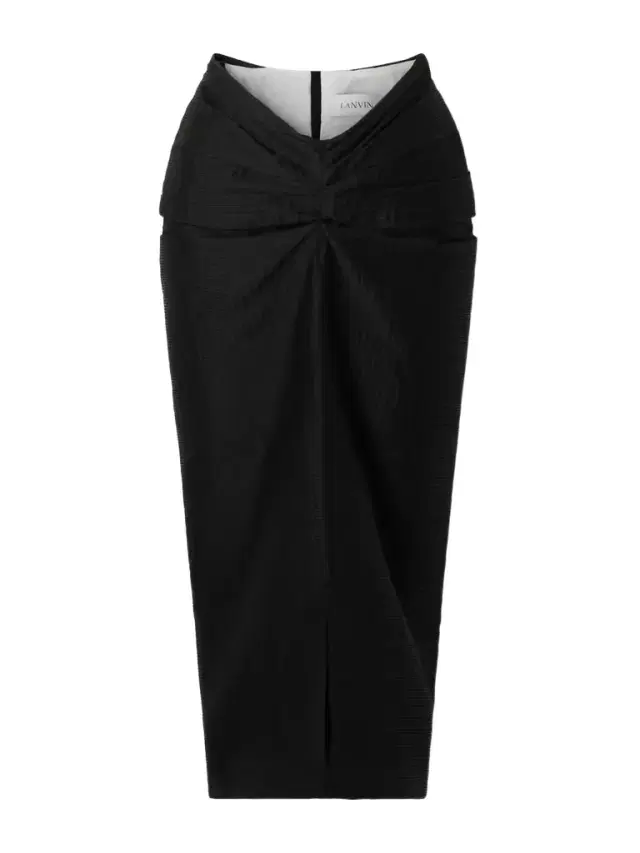Draped Satin-jacquard Midi Skirt
