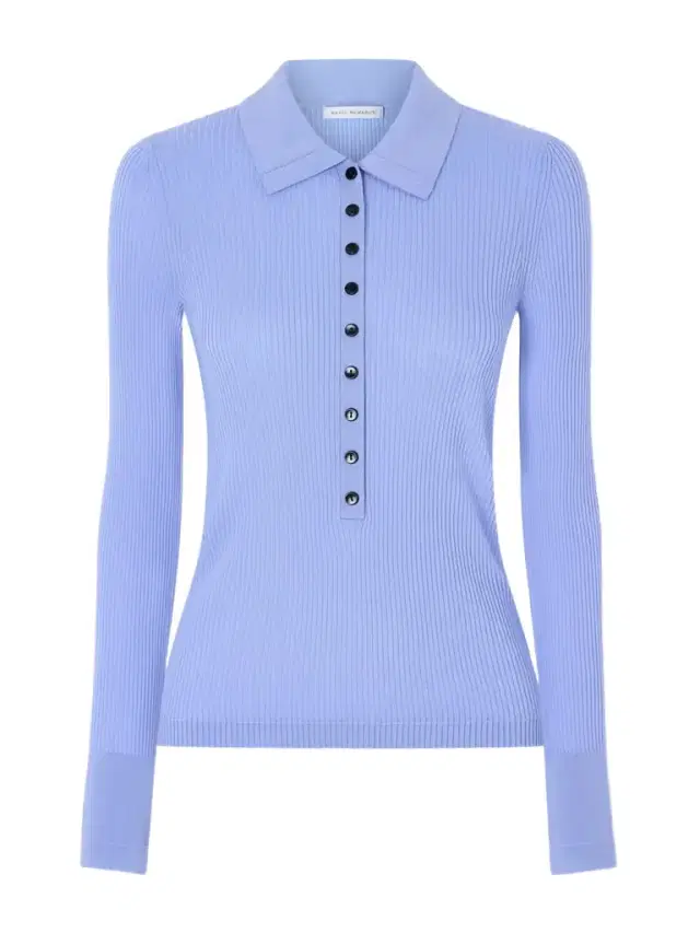 Ribbed Merino Wool Polo Sweater