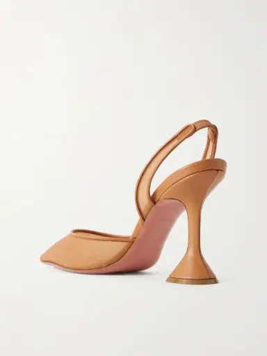 Amina Muaddi Holli Leather-trimmed Mesh Slingback Pumps | Thumbnail 3 Amina Muaddi Holli Leather-trimmed Mesh Slingback Pumps | Thumbnail 3