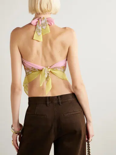 Versace Printed Georgette Halterneck Top | Thumbnail 3
