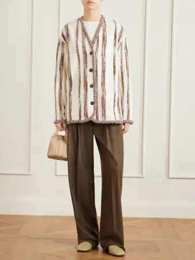 Loro Piana Wave Guava Striped Bouclé Jacket | Thumbnail 2