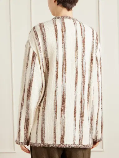 Loro Piana Wave Guava Striped Bouclé Jacket | Thumbnail 3