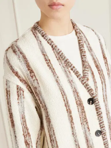 Loro Piana Wave Guava Striped Bouclé Jacket | Thumbnail 4