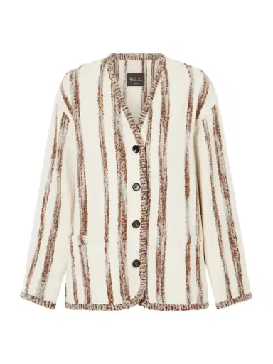 Loro Piana Wave Guava Striped Bouclé Jacket | Thumbnail 1