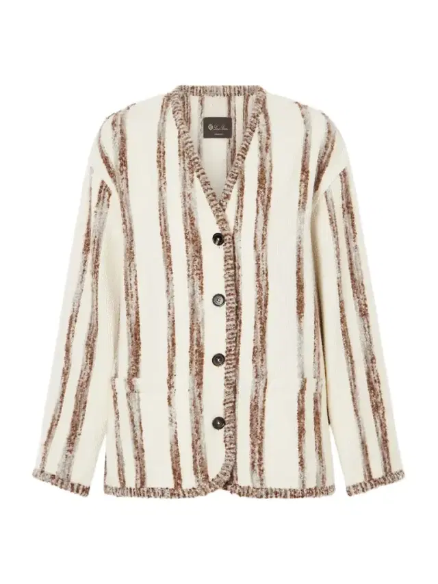 Loro Piana Wave Guava Striped Bouclé Jacket