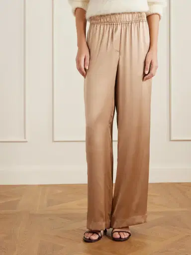 Brunello Cucinelli Stretch Silk-blend Satin Wide-leg Pants | Thumbnail 3