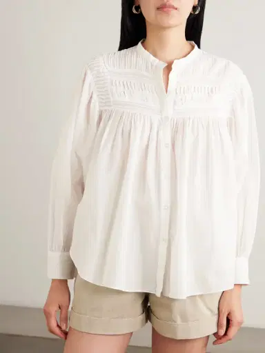 Marant Étoile Plalia Pintucked Cotton-blend Voile Shirt | Thumbnail 3