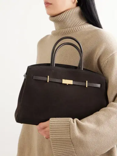 DeMellier The Hudson Midi Leather-trimmed Suede Tote | Thumbnail 2 DeMellier The Hudson Midi Leather-trimmed Suede Tote | Thumbnail 2